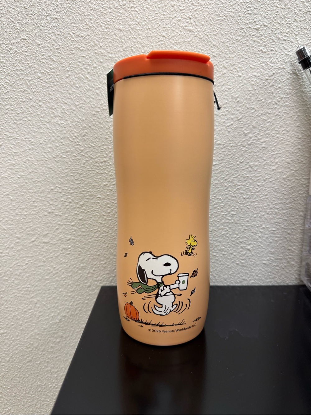 Starbucks Orange Snoopy & Woodstock Fall Travel Tumbler